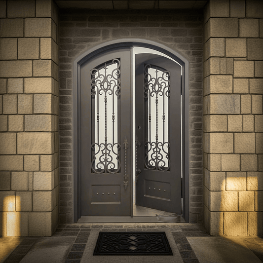 Clarity Wrought Iron Double Door – handcrafted solid wood furniture