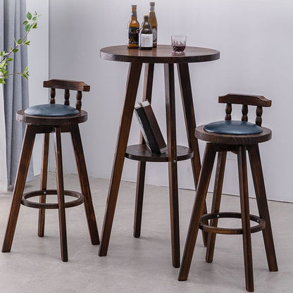 Classic Solid Wood Bar/Counter Stool with Round Seat, Back, and – handcrafted solid wood furniture