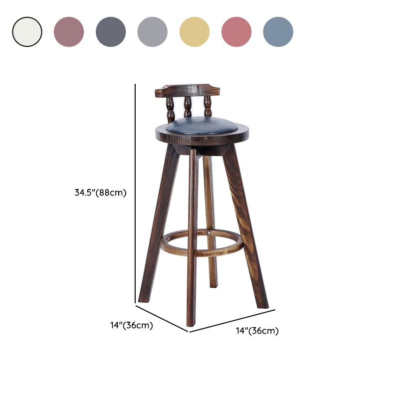 Classic Solid Wood Bar/Counter Stool with Round Seat, Back, and Rotatable Foot Pedestal – handcrafted solid wood furniture