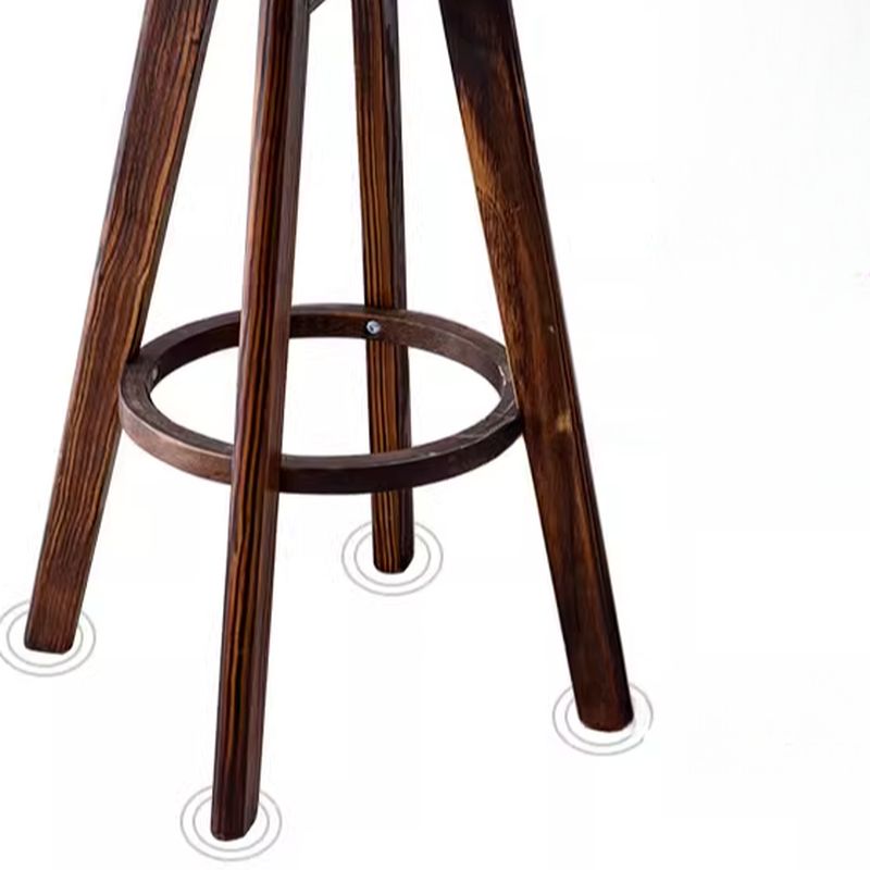 Classic Solid Wood Bar/Counter Stool with Round Seat, Back, and Rotatable Foot Pedestal – handcrafted solid wood furniture