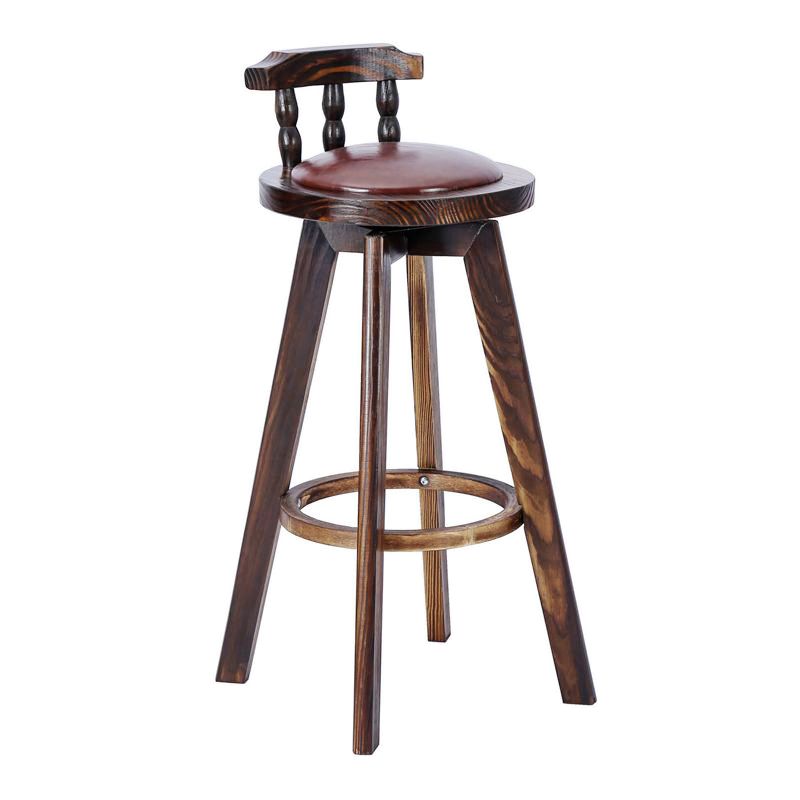 Classic Solid Wood Bar/Counter Stool with Round Seat, Back, and Rotatable Foot Pedestal – handcrafted solid wood furniture