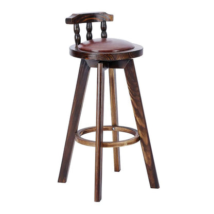Classic Solid Wood Bar/Counter Stool with Round Seat, Back, and Rotatable Foot Pedestal – handcrafted solid wood furniture