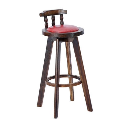 Classic Solid Wood Bar/Counter Stool with Round Seat, Back, and Rotatable Foot Pedestal – handcrafted solid wood furniture
