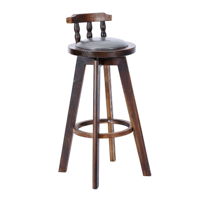 Classic Solid Wood Bar/Counter Stool with Round Seat, Back, and Rotatable Foot Pedestal – handcrafted solid wood furniture