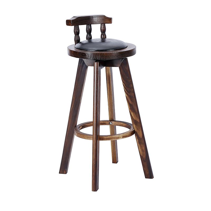 Classic Solid Wood Bar/Counter Stool with Round Seat, Back, and Rotatable Foot Pedestal – handcrafted solid wood furniture