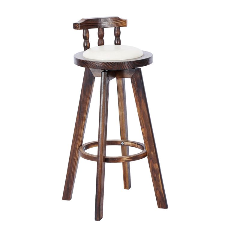 Classic Solid Wood Bar/Counter Stool with Round Seat, Back, and Rotatable Foot Pedestal – handcrafted solid wood furniture