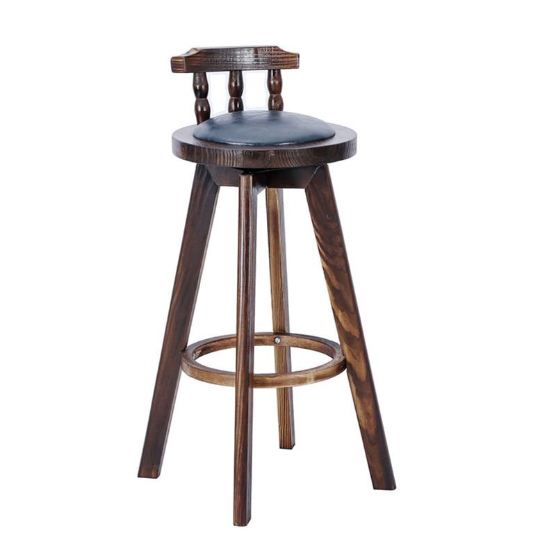 Classic Solid Wood Bar/Counter Stool with Round Seat, Back, and Rotatable Foot Pedestal – handcrafted solid wood furniture
