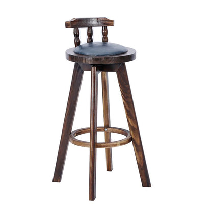 Classic Solid Wood Bar/Counter Stool with Round Seat, Back, and Rotatable Foot Pedestal – handcrafted solid wood furniture