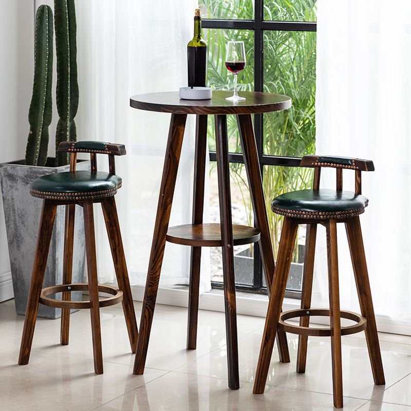 Classic Solid Wood Bar/Counter Stool with Round Seat, Back, and Rotatable Foot Pedestal – handcrafted solid wood furniture