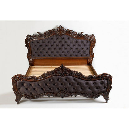 CLASSICO Solid Mango Wood Hand Carved Bed – handcrafted solid wood furniture