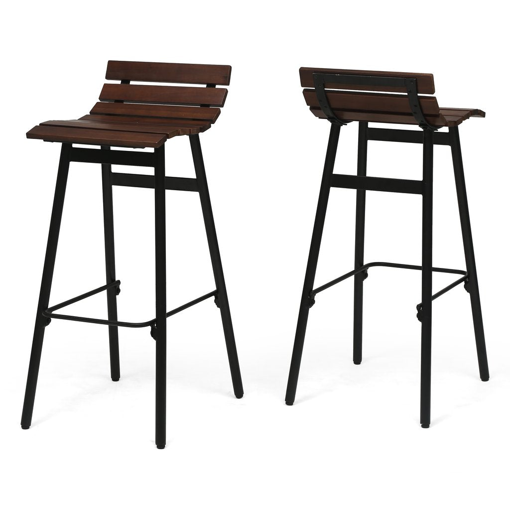 CLAVER 35" Industrial Wooden Barstool (Set of 2) – handcrafted solid wood furniture