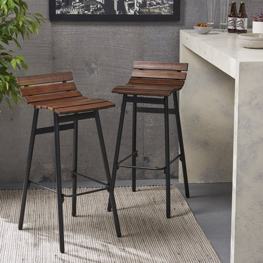CLAVER 35" Industrial Wooden Barstool (Set of 2) – handcrafted solid wood furniture