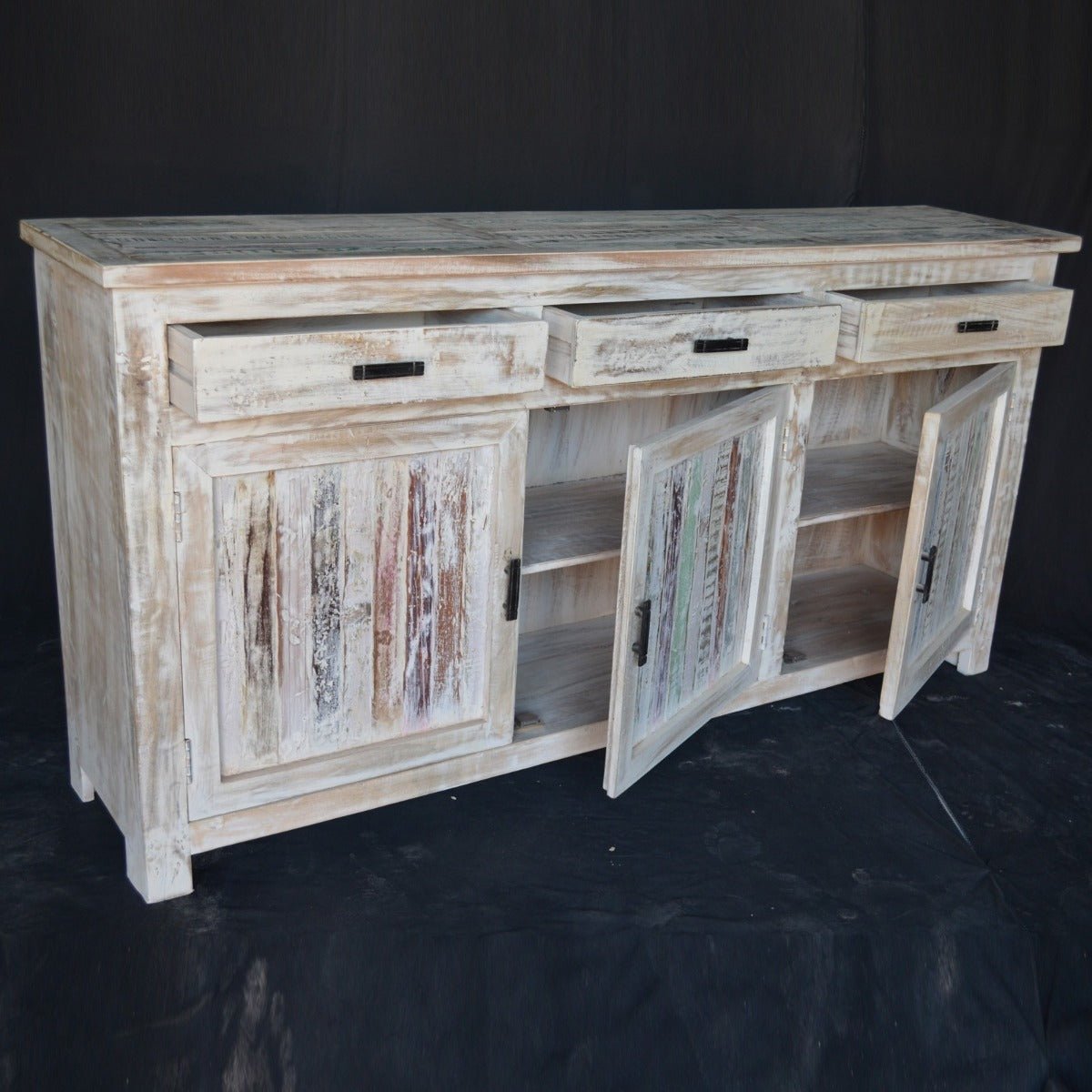 CORSO TIMBER SIDEBOARD - White wash - 180 - 40 - 90 – handcrafted solid wood furniture