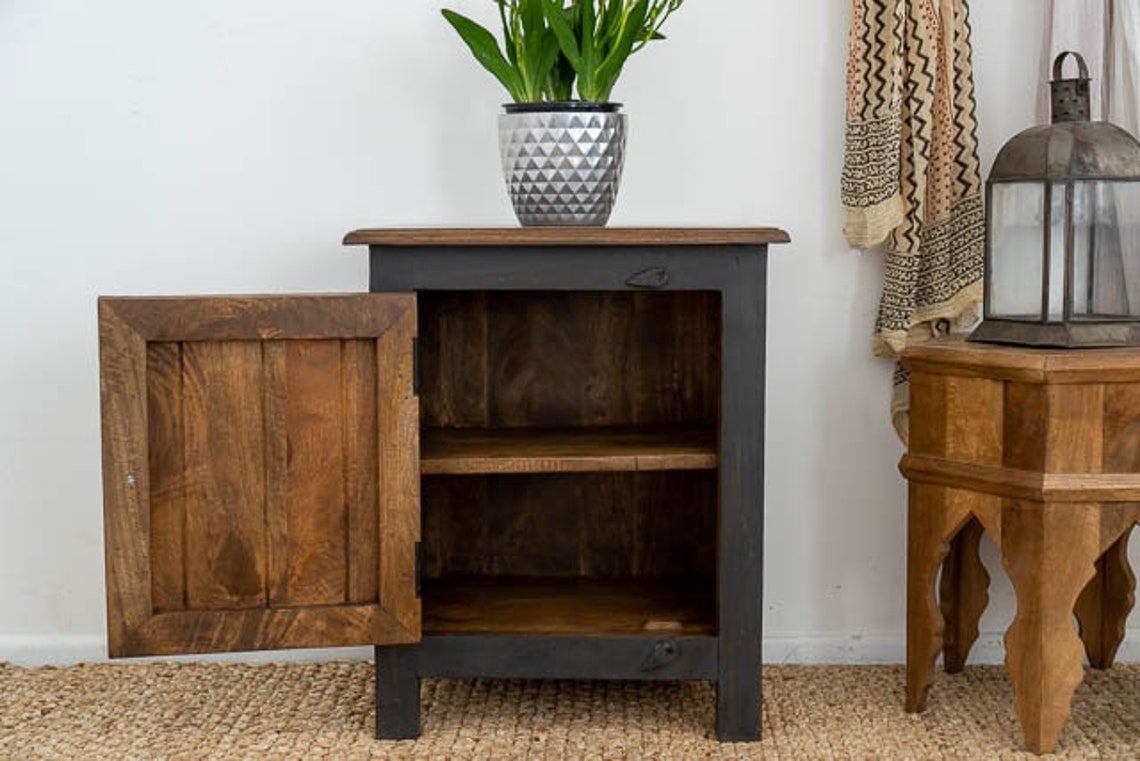 DAHLIA MIndian Wooden Hand Carved Bedside Cabinet - HF Commercial Furniture