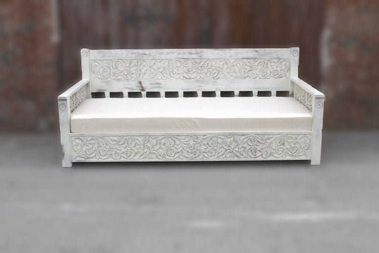 Dalia Hand Carved Indian Solid Wooden Daybed – handcrafted solid wood furniture