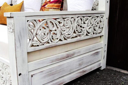 Dalia Hand Carved Indian Solid Wooden Daybed – handcrafted solid wood furniture