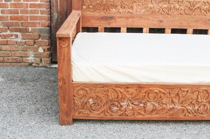 Dalia Hand Carved Indian Solid Wooden Daybed by R-Designs Furniture – handcrafted solid wood furniture made in India
