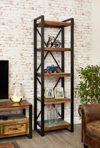 Dapa Industrial Mango Wood Urban Chic Bookcase – handcrafted solid wood furniture