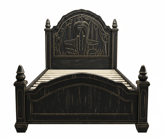 Dark Empress Gothic Hand - Carved wooden Platform Bed – handcrafted solid wood furniture