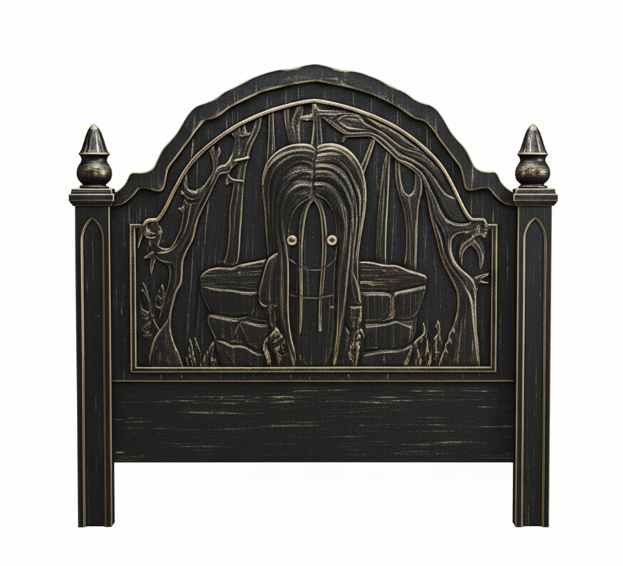 Dark Empress Gothic Hand - Carved wooden Platform Bed – handcrafted solid wood furniture