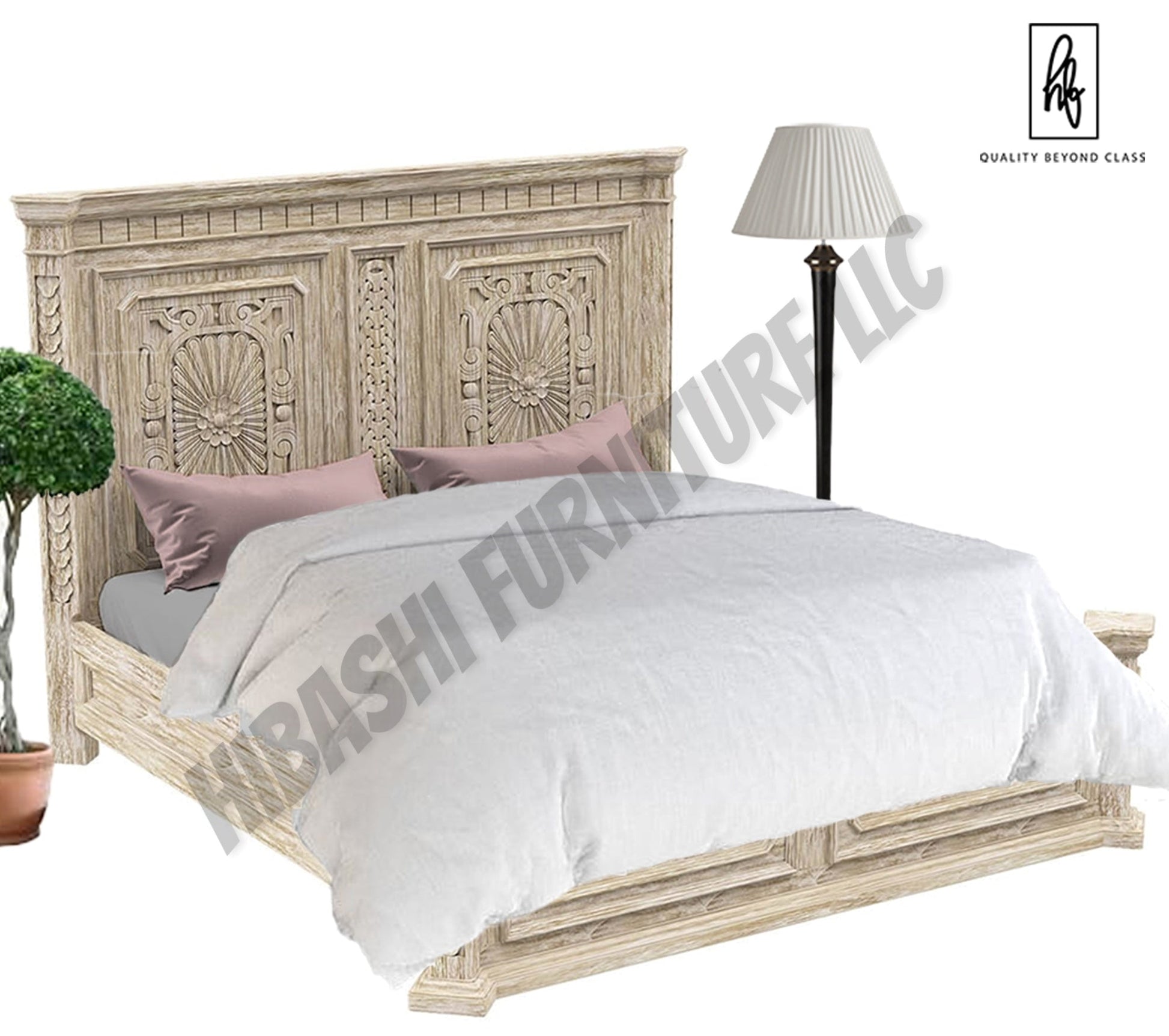 DARNA Traditional Style Rustic Platform Bed – handcrafted solid wood furniture