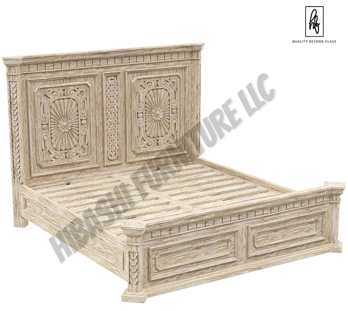 DARNA Traditional Style Rustic Platform Bed – handcrafted solid wood furniture