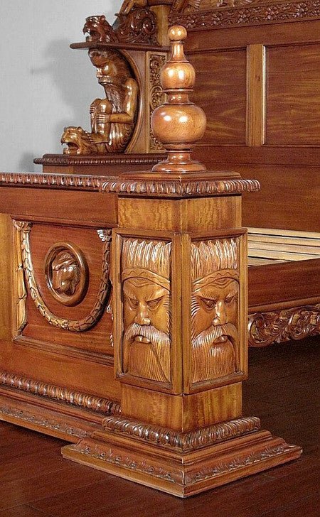 Daze Gothic Hand Carved Platform Bed – handcrafted solid wood furniture