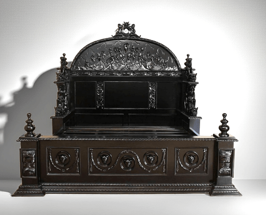 Daze Gothic Hand Carved Platform Bed – handcrafted solid wood furniture