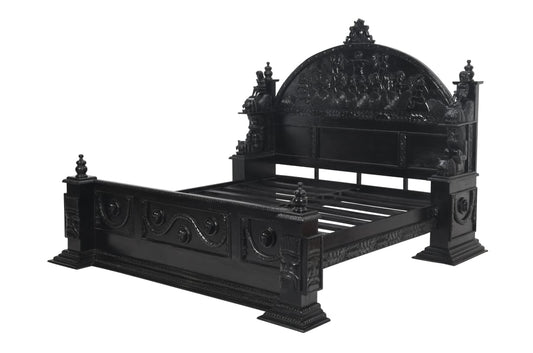 Daze Gothic Hand Carved Platform Bed – handcrafted solid wood furniture
