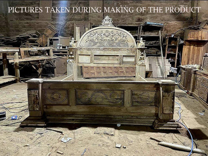 Daze Hand Carved Gothic Platform Bed by R-Designs Furniture – handcrafted solid wood furniture made in India
