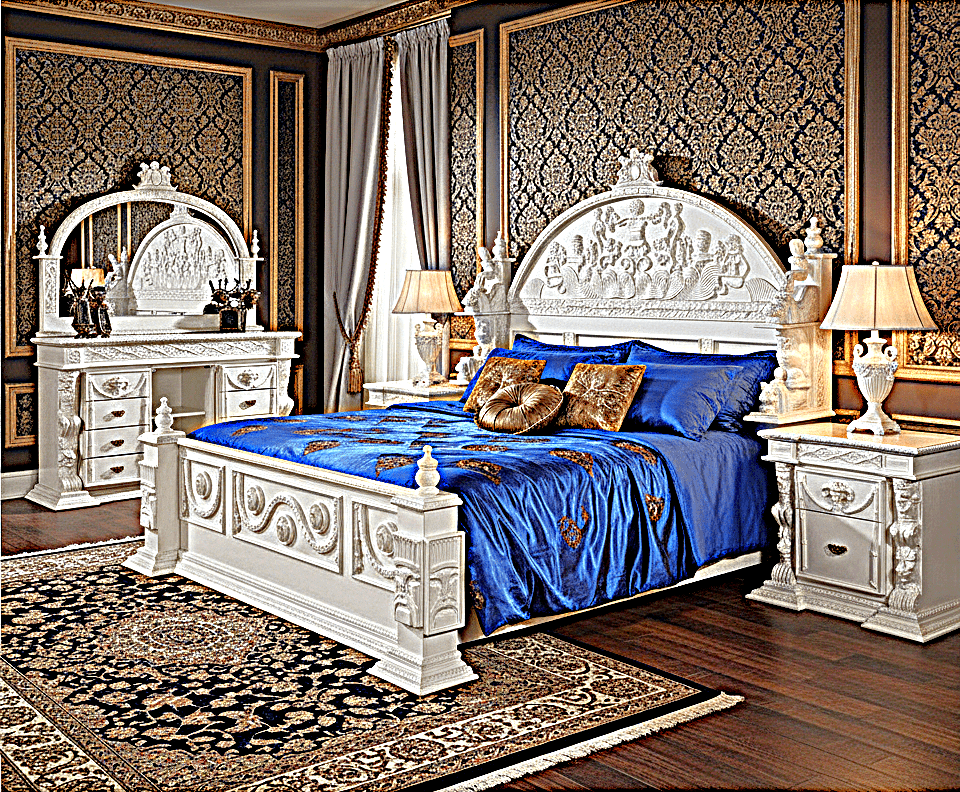 Daze Hand Carved Gothic Platform Bed by R-Designs Furniture – handcrafted solid wood furniture made in India