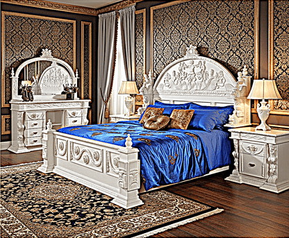 Daze Hand Carved Gothic Platform Bed by R-Designs Furniture – handcrafted solid wood furniture made in India