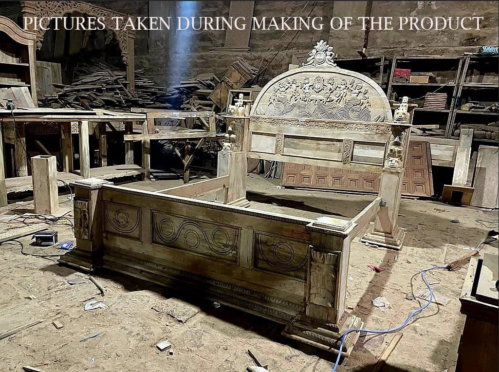 Daze Hand Carved Gothic Platform Bed by R-Designs Furniture – handcrafted solid wood furniture made in India