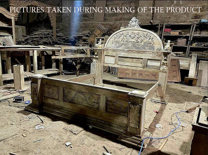 Daze Hand Carved Gothic Platform Bed by R-Designs Furniture – handcrafted solid wood furniture made in India