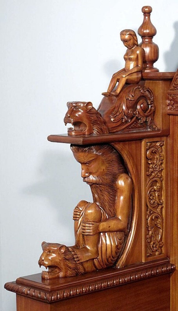 Daze Hand Carved Gothic Platform Bed by R-Designs Furniture – handcrafted solid wood furniture made in India