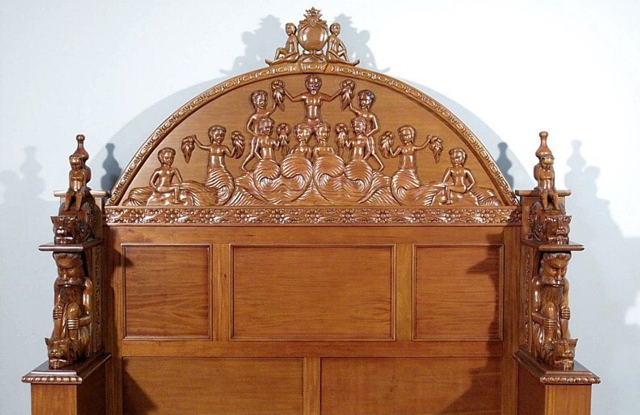 Daze Gothic Hand Carved Platform Bed – handcrafted solid wood furniture