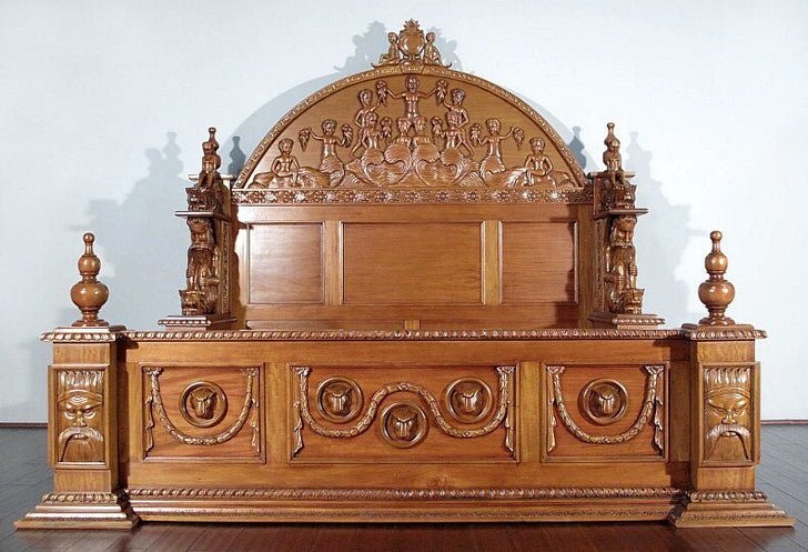 Daze Gothic Hand Carved Platform Bed – handcrafted solid wood furniture