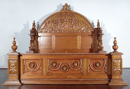 Daze Gothic Hand Carved Platform Bed – handcrafted solid wood furniture