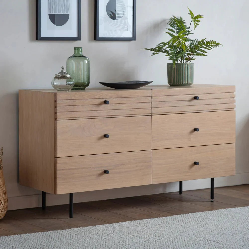 Dura Solid Wood Natural 6 Drawer Chest – handcrafted solid wood furniture