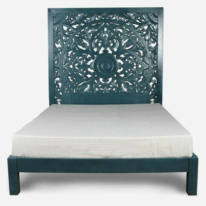 Dynasty Carved Indian Solid Wood Bed Frame – handcrafted solid wood furniture