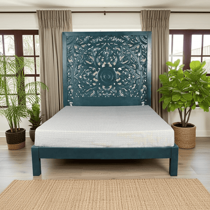 Dynasty Carved Indian Solid Wood Bed Frame – handcrafted solid wood furniture