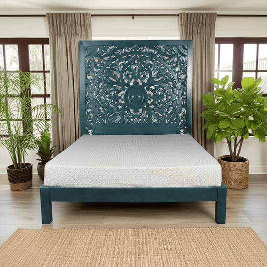 Dynasty Carved Indian Solid Wood Bed Frame – handcrafted solid wood furniture