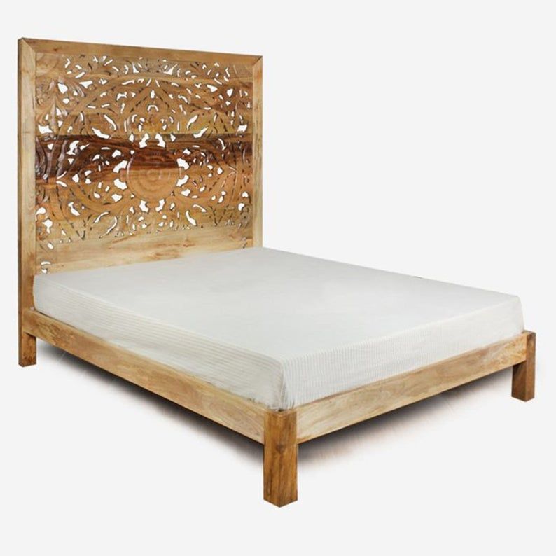 Dynasty hand carved Indian Solid wooden bed – handcrafted solid wood furniture