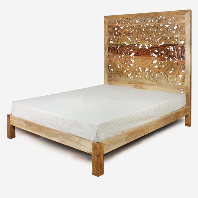 Dynasty hand carved Indian Solid wooden bed – handcrafted solid wood furniture