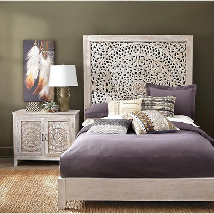 Dynasty Hand Carved Indian Solid Wooden Bed Frame – handcrafted solid wood furniture