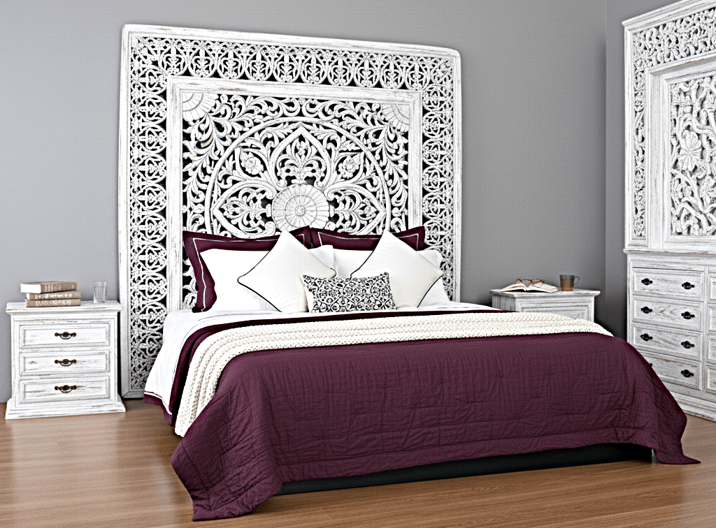 Dynasty Hand Carved Wooden Jody Bed Frame With Storage Drawers – handcrafted solid wood furniture