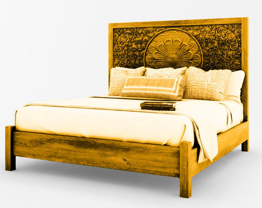 Dynasty Mughal Hand Carved Solid Wooden 4 - Piece Bedroom Set – handcrafted solid wood furniture