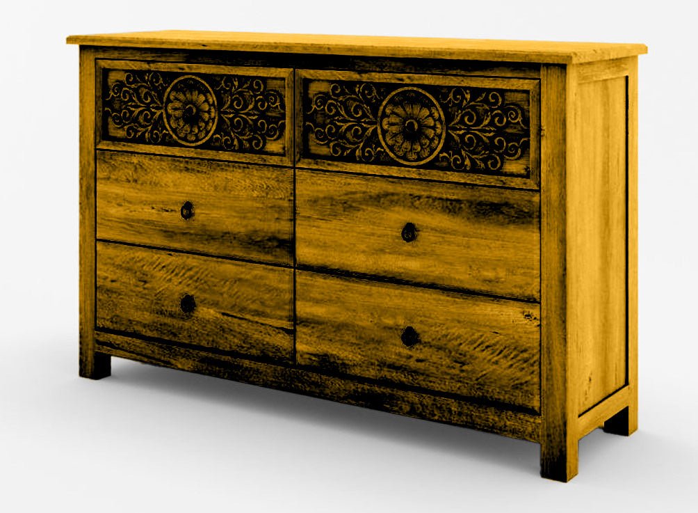 Dynasty Mughal Hand Carved Solid Wooden 6 - Drawer Dresser – handcrafted solid wood furniture