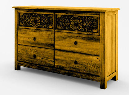 Dynasty Mughal Hand Carved Solid Wooden 6 - Drawer Dresser – handcrafted solid wood furniture
