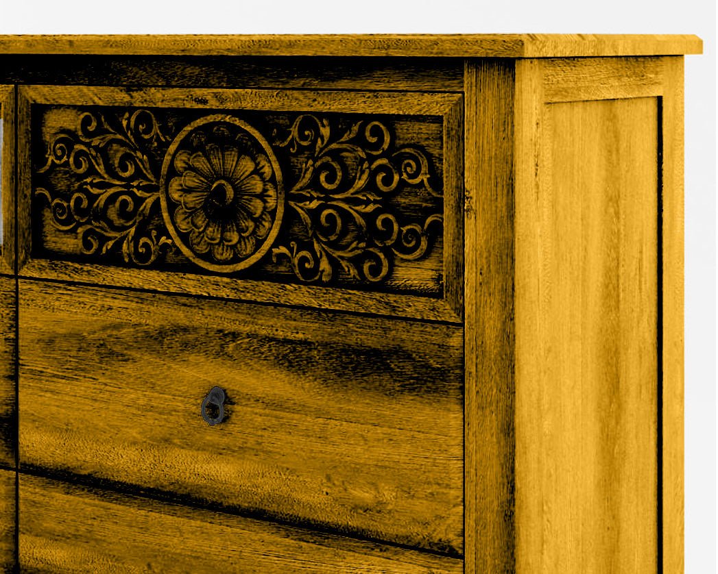 Dynasty Mughal Hand Carved Solid Wooden 6 - Drawer Dresser – handcrafted solid wood furniture